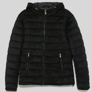 Zara Faux Suede Black Puffer Jacket